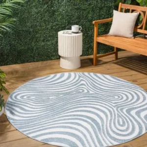 Maribo Groovy Striped Round Rug img 1