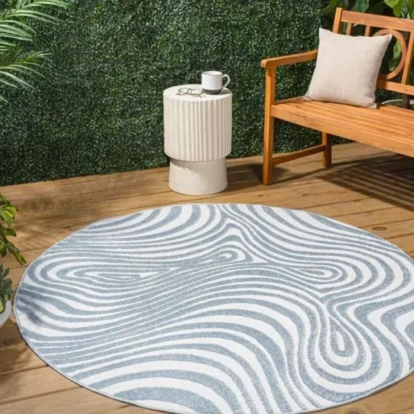 Maribo Groovy Striped Round Rug img 1