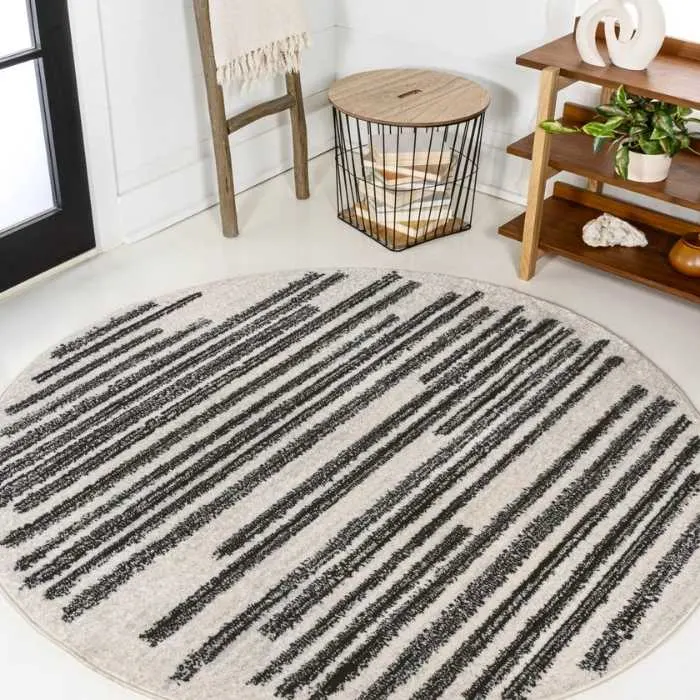 Modern Berber Stripe Round Rug