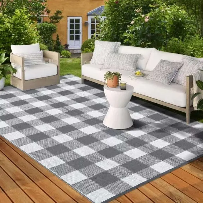 Modern Plaid Outdoor Rug