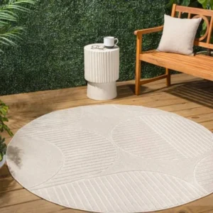Nordby Arch Striped Round Rug img 1