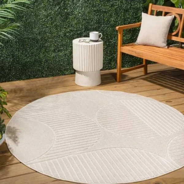 Nordby Arch Striped Round Rug img 1