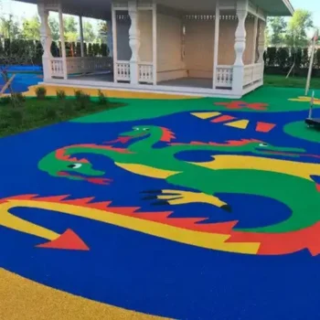 Workers installing outdoor EPDM flooring