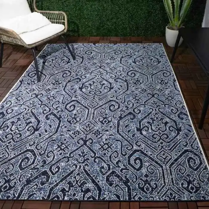 Paisley Blue Outdoor Rug