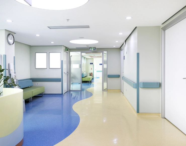 Custom hospital flooring installation Dubai
