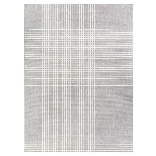 Plaid Gray Outdoor Rug - Image 4