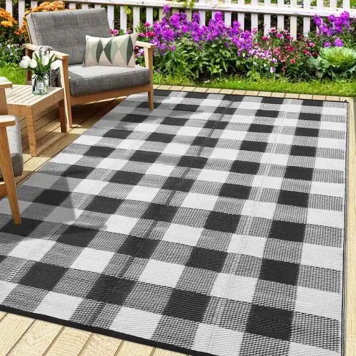 Plaid Reversible Outdoor Rug