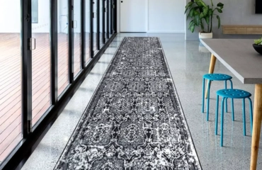 Modern runner rug design in neutral tones