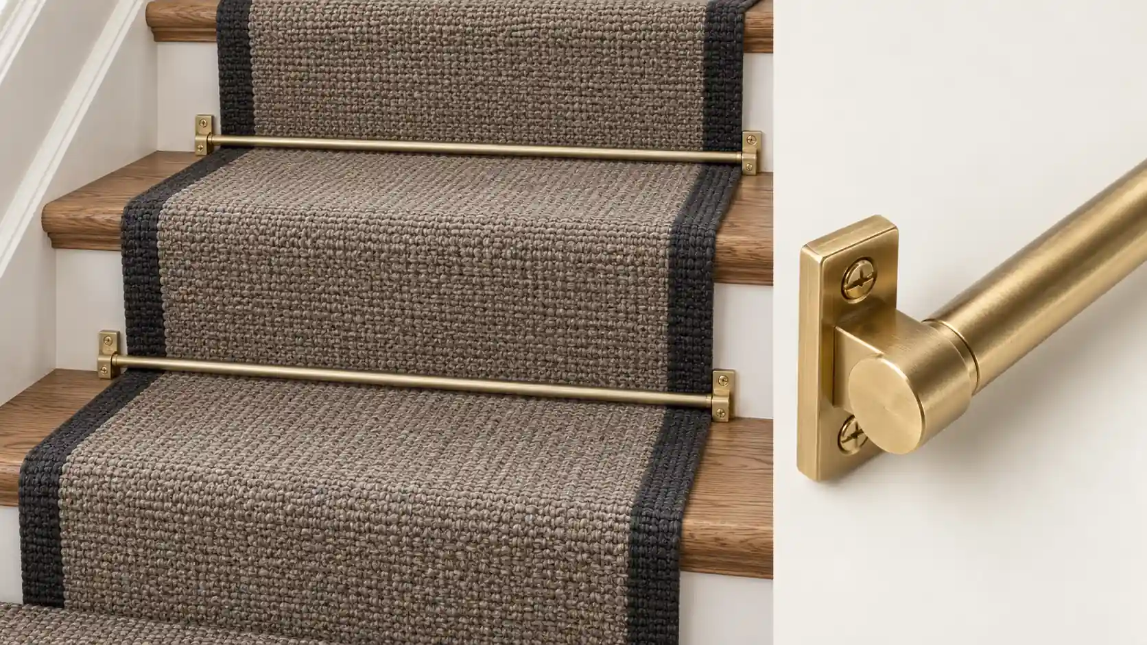 Satin brass fixed stair rods Dubai